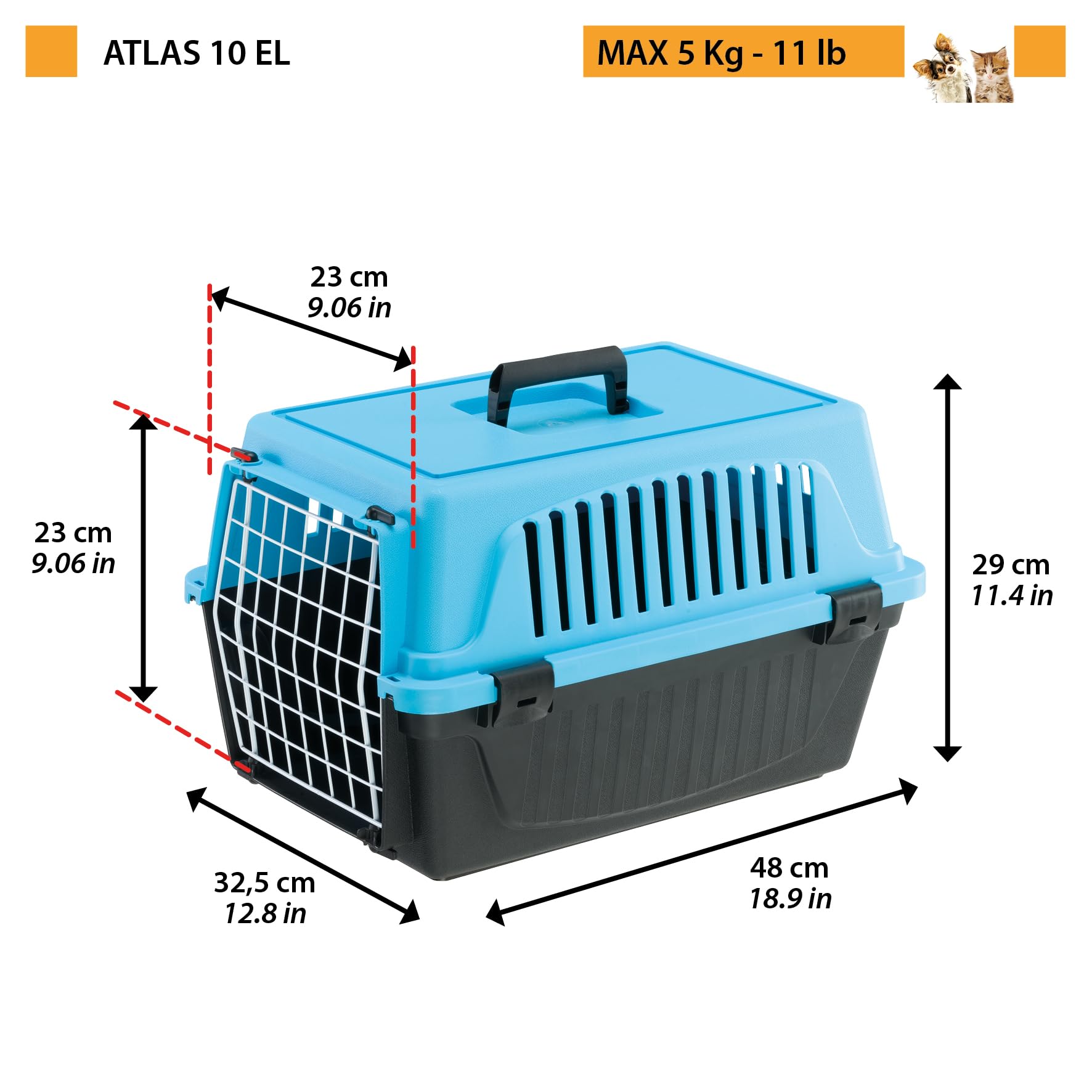 ferplast-atlas-10-el-transportbox-f-r-katzen-und-kleine-hunde-bis-5-kg-32-5-x-48 image 2