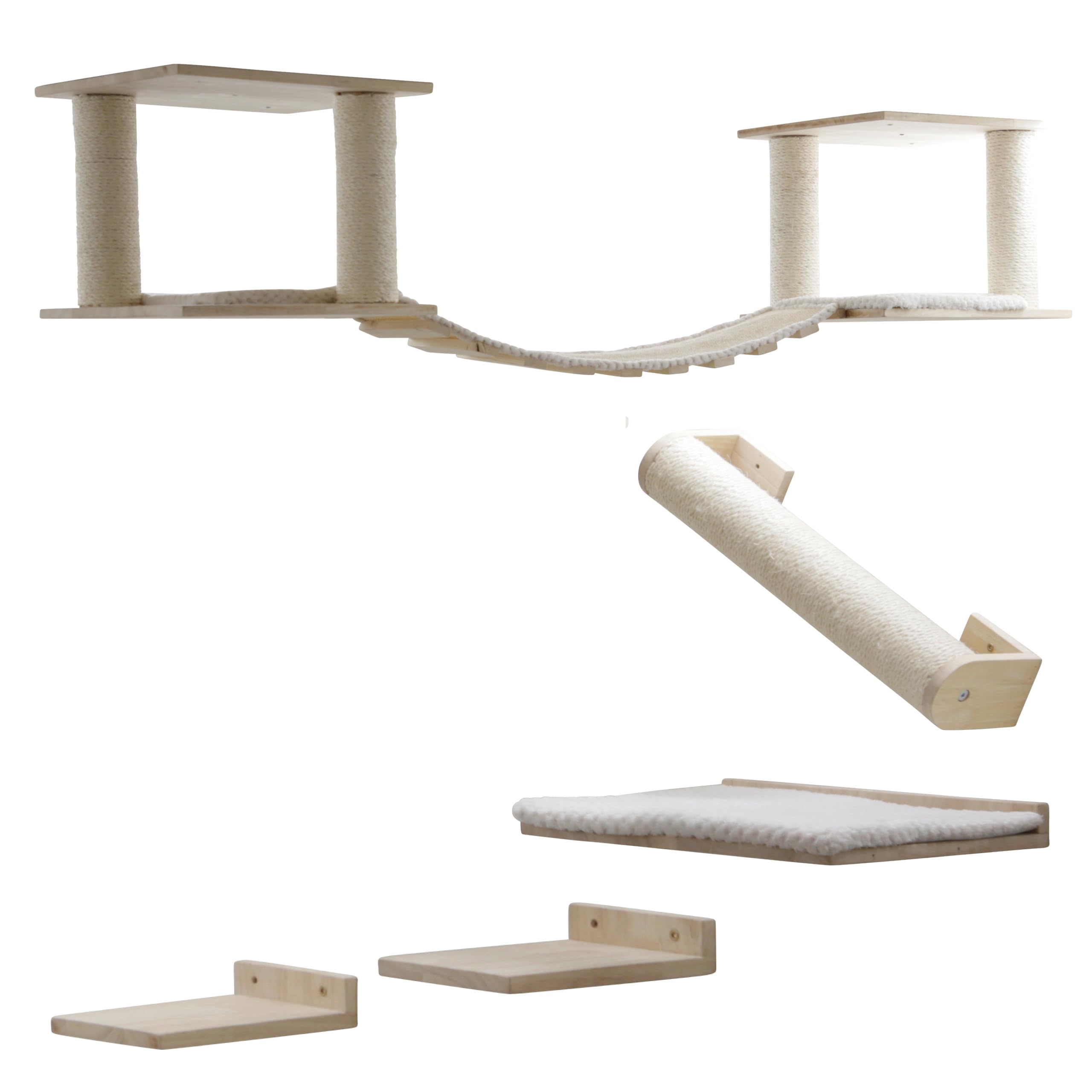 kerbl-pet-katzenspielplatz-top-xl-kletterwand-holz-natur-wei-7-teilig-bis-5-kg image 1