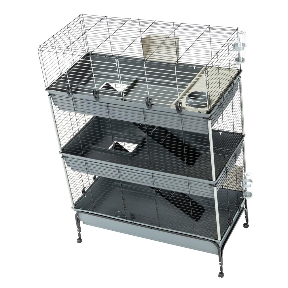 ferplast-rabbit-120-tris-kaninchenk-fig-3-etagen-mit-st-nder-auf-rollen-und-zube image 3