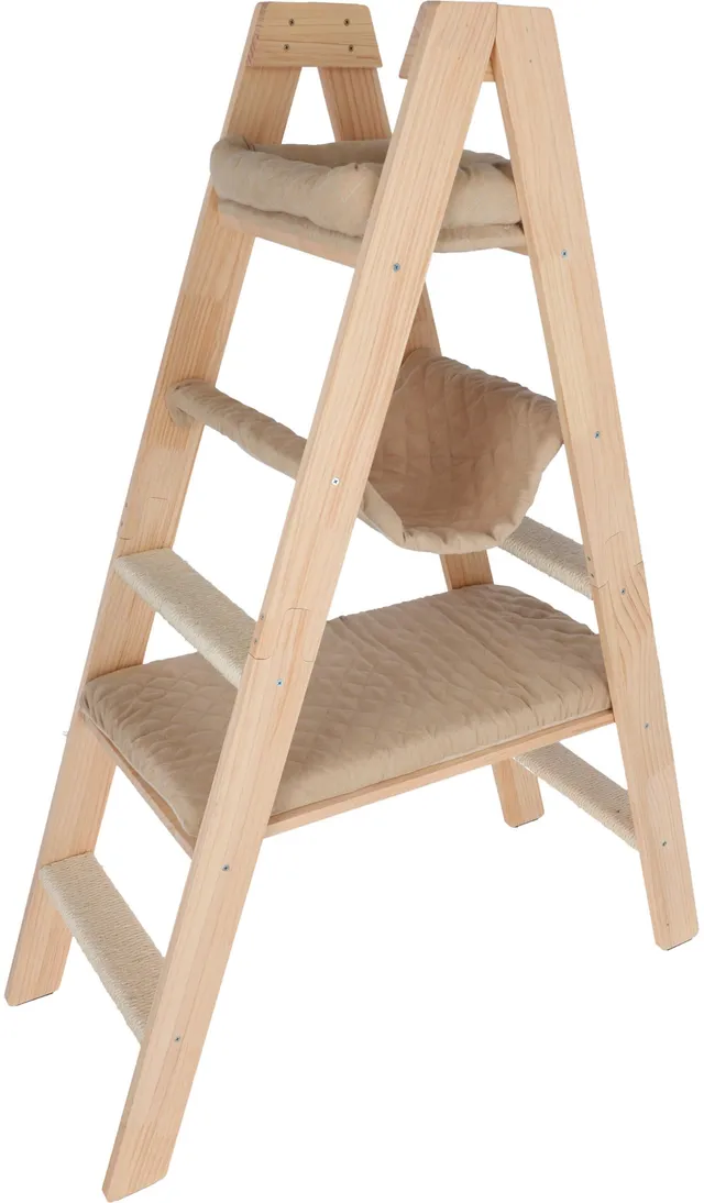 kerbl-pet-kratzbaum-ladder-natur-beige-97-x-35-x-134-cm-holz-mit-velours-und-sis image 1