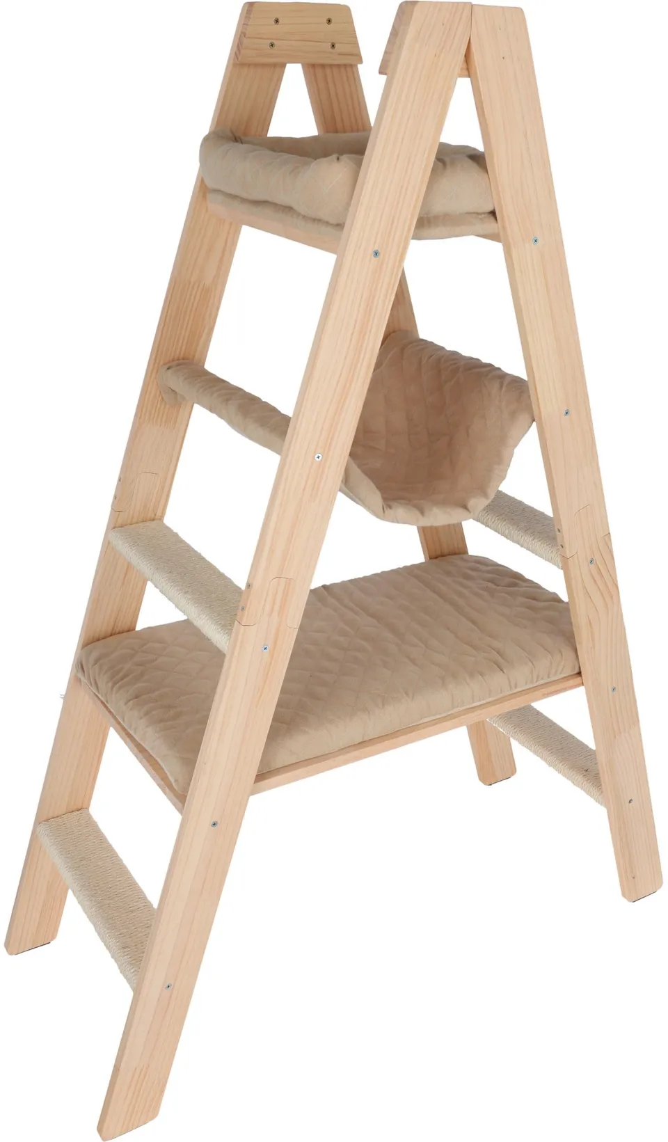 kerbl-pet-kratzbaum-ladder-natur-beige-97-x-35-x-134-cm-holz-mit-velours-und-sis image 1