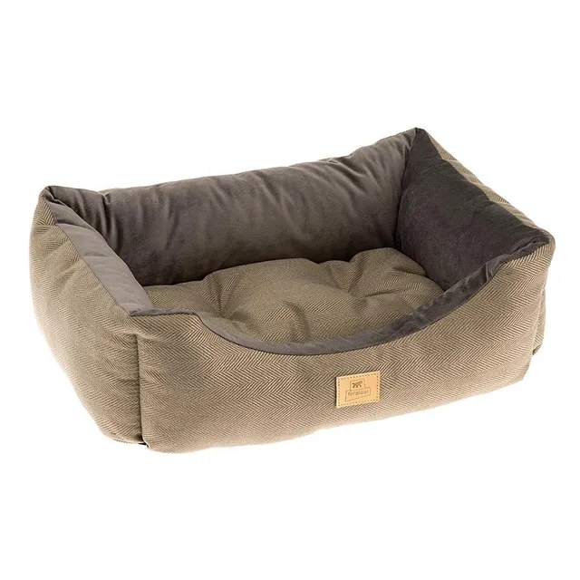 ferplast-chester-60-hundebett-katzenbett-sofa-braun-tweed-samt-66-x-50-x-h-20-cm image 1