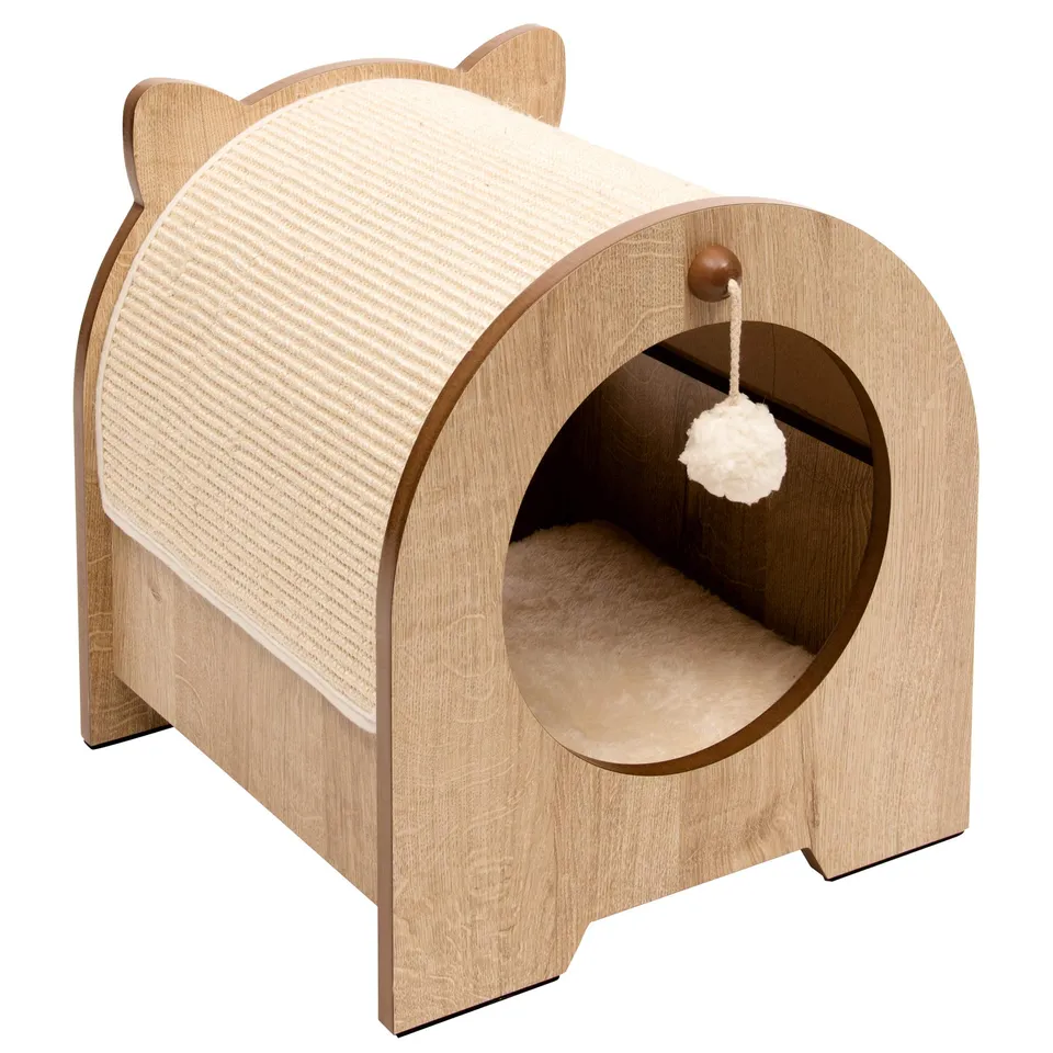 catit-vesper-minou-kratzbank-mit-versteck-36-x-36-5-x-40-5-cm-eiche image 1
