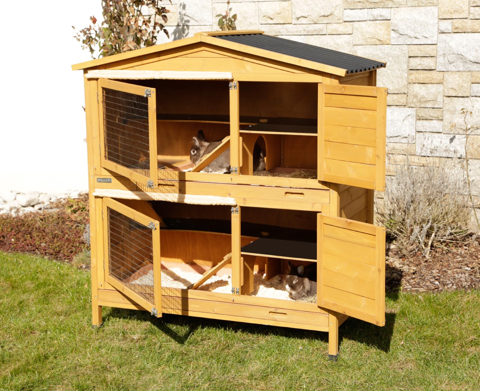 kerbl-pet-nagerhaus-appartement-pro-118x61x130-cm-holz-lasiert-f-r-2-kaninchen image 4