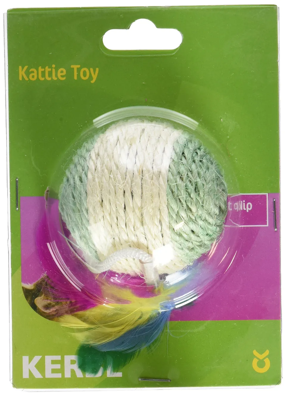 kerbl-pet-sisal-spielball-mit-feder-und-rassel-6-cm image 1