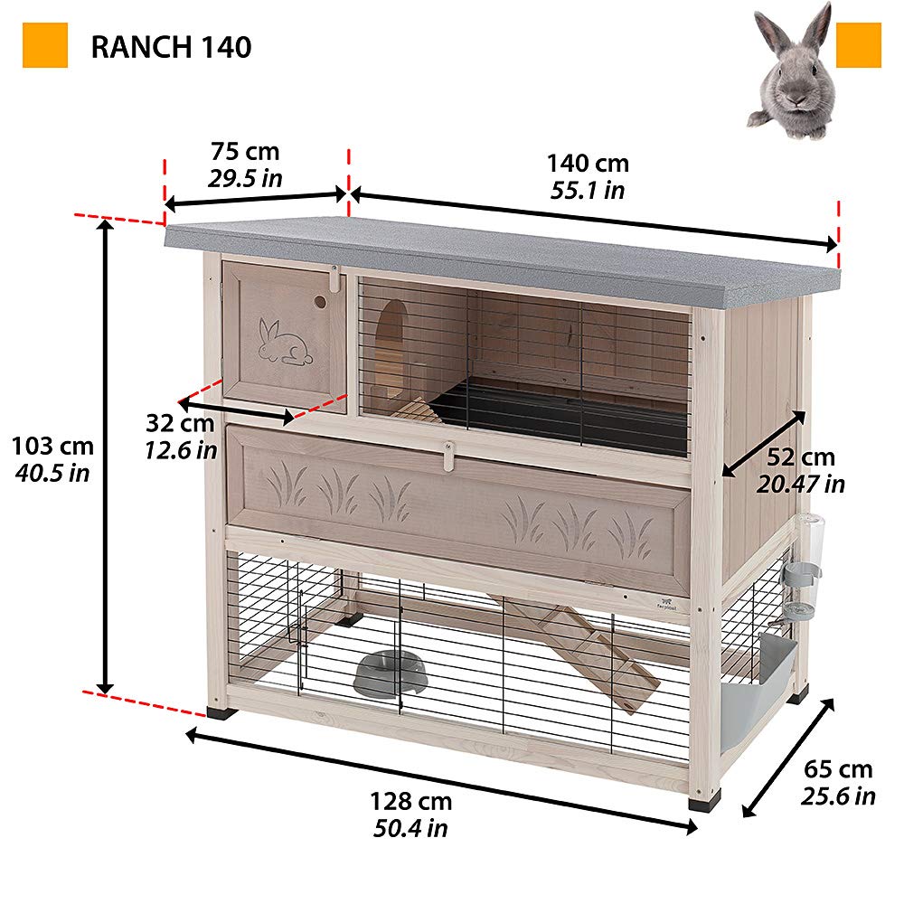 ferplast-ranch-140-kaninchenstall-2-st-ckig-aus-holz-au-engehege-mit-zubeh-r image 2