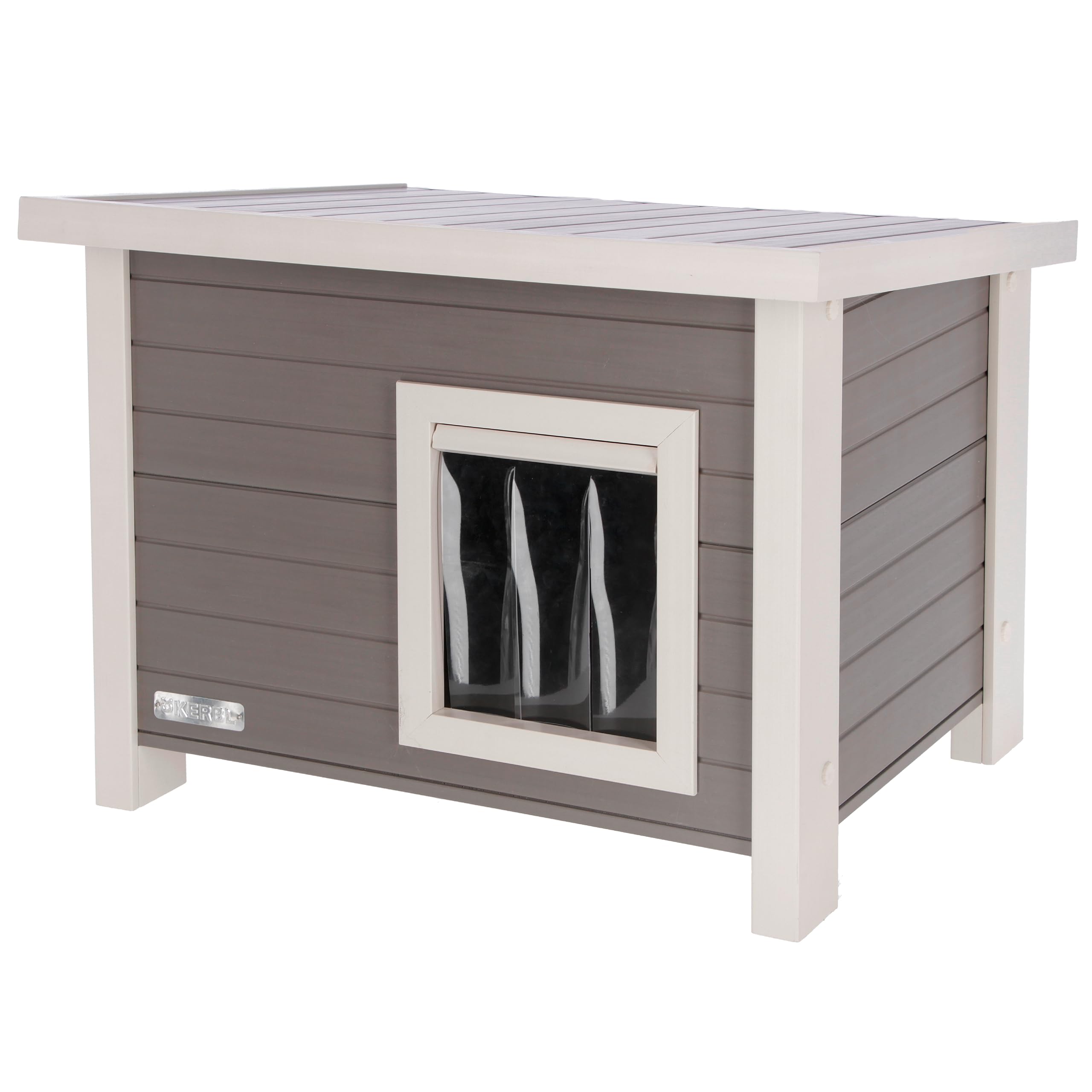 kerbl-eco-katzenhaus-eli-katzenh-tte-wetterfest-57-x-45-x-43-cm-wei-grau image 1