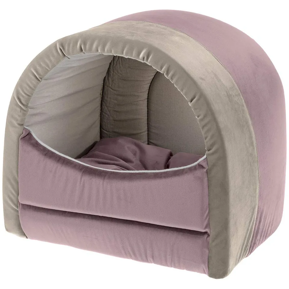 ferplast-majesty-20-katzenhaus-runde-samt-katzenh-hle-40-x-34-x-h-36-cm-rosa image 1