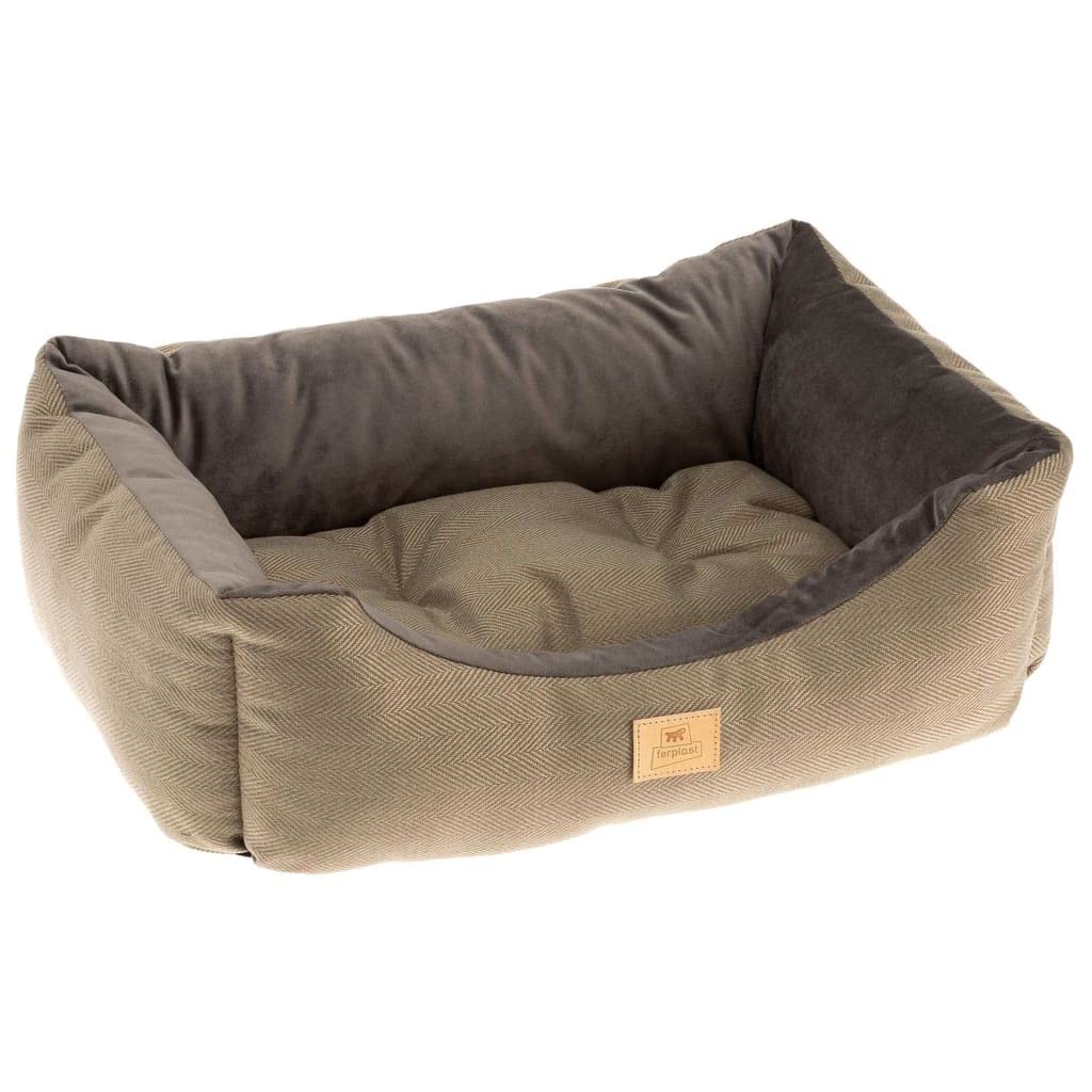 ferplast-chester-50-hundebett-katzenbett-sofa-braun-tweed-samt-55-x-45-x-h-20-cm image 1