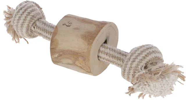 kerbl-kaffeeholz-hantel-f-r-hunde-20-cm-mit-jute-und-baumwolle-koffeinfrei image 1