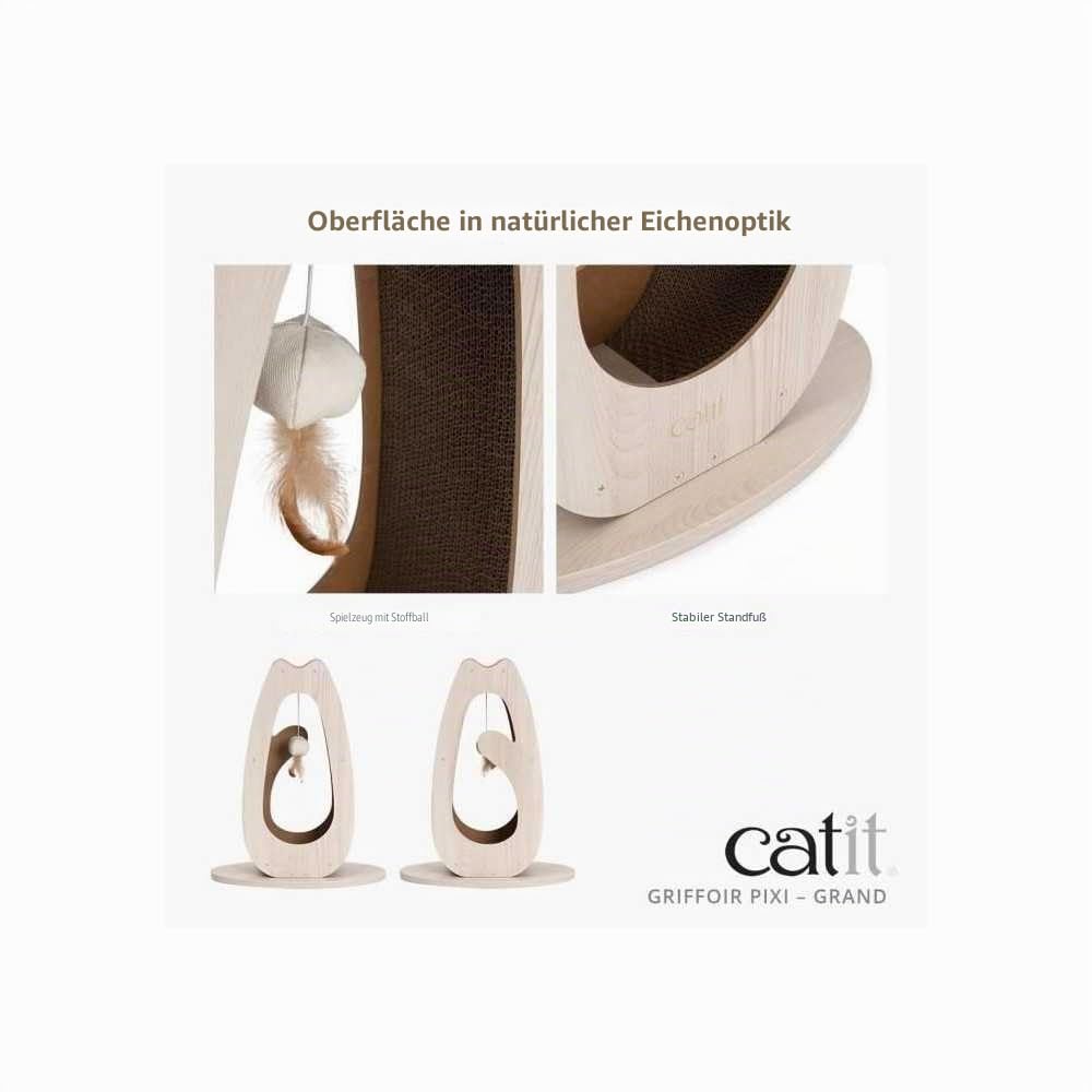 catit-pixi-kratzbaum-aus-karton-hoch-eichenoptik-mit-federball image 5