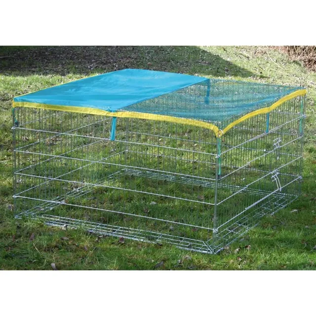 kerbl-pet-freigehege-mit-ausbruchsperre-115x115x65-cm-und-sonnenschutz image 1