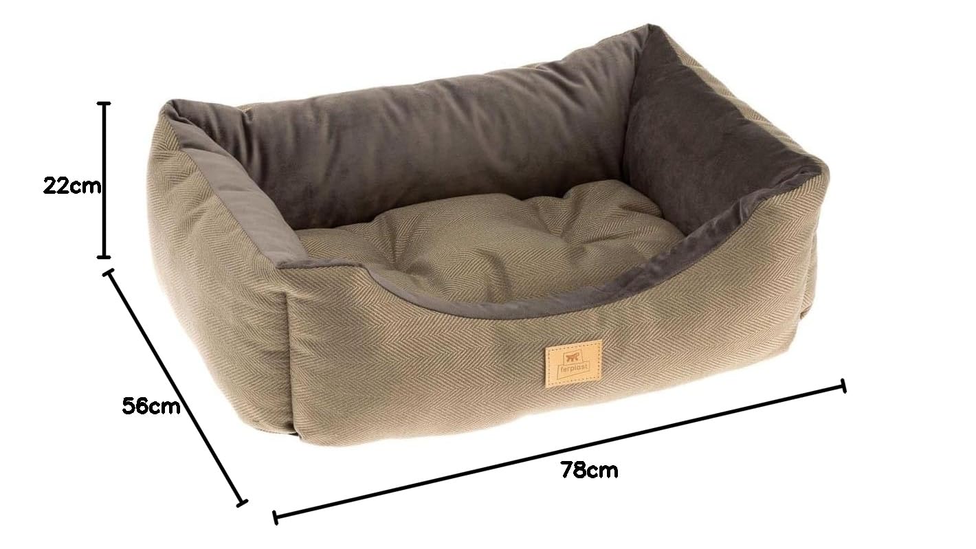 ferplast-chester-80-hundebett-katzenbett-sofa-braun-tweed-samt-78-x-56-x-h-22-cm image 3