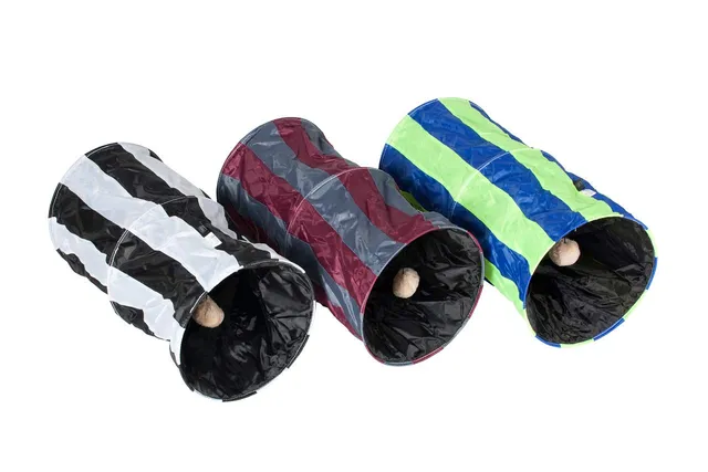 karlie-feline-cruiser-katzentunnel-gestreift-l-50-cm-25-cm-mit-spielball image 1