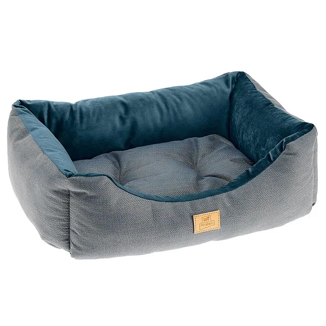 ferplast-chester-60-hundebett-katzenbett-sofa-blau-tweed-samt-66-x-50-x-h-20-cm image 1