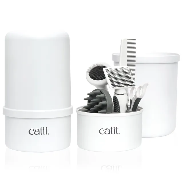 catit-senses-2-0-kurzhaar-fellpflege-set-f-r-katzen-5-teiliges-b-rsten-set image 1