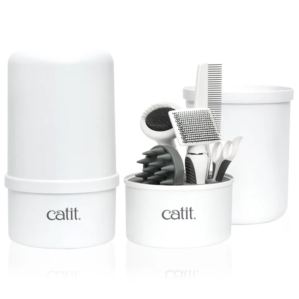 catit-senses-2-0-kurzhaar-fellpflege-set-f-r-katzen-5-teiliges-b-rsten-set image 1