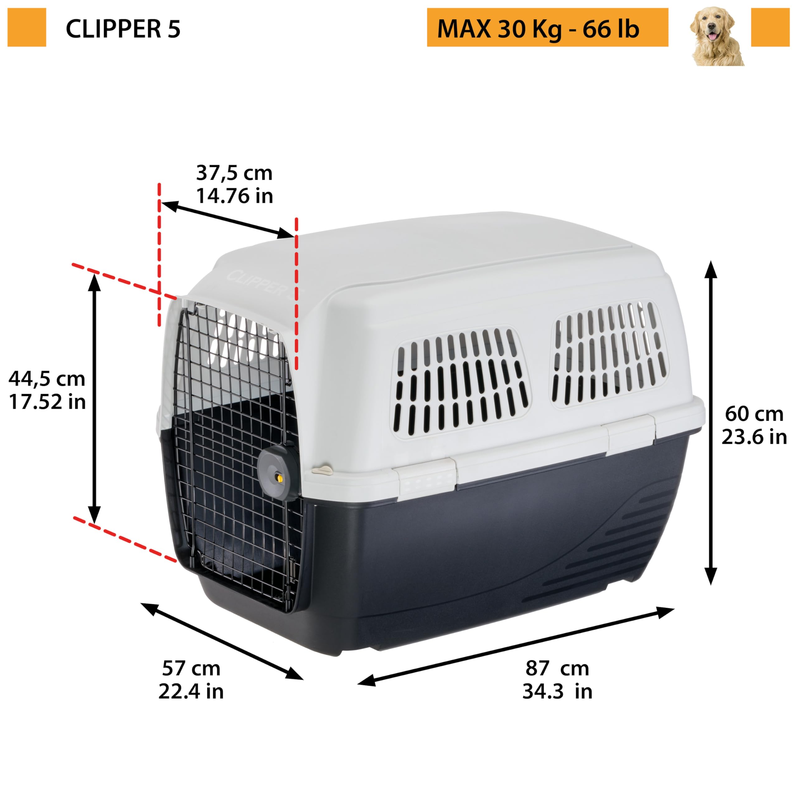 ferplast-clipper-5-hundetransportbox-iata-82-x-57-x-60-cm-bis-30-kg image 3