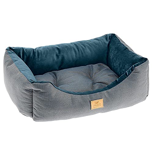 ferplast-chester-60-hundebett-katzenbett-sofa-blau-tweed-samt-66-x-50-x-h-20-cm image 3