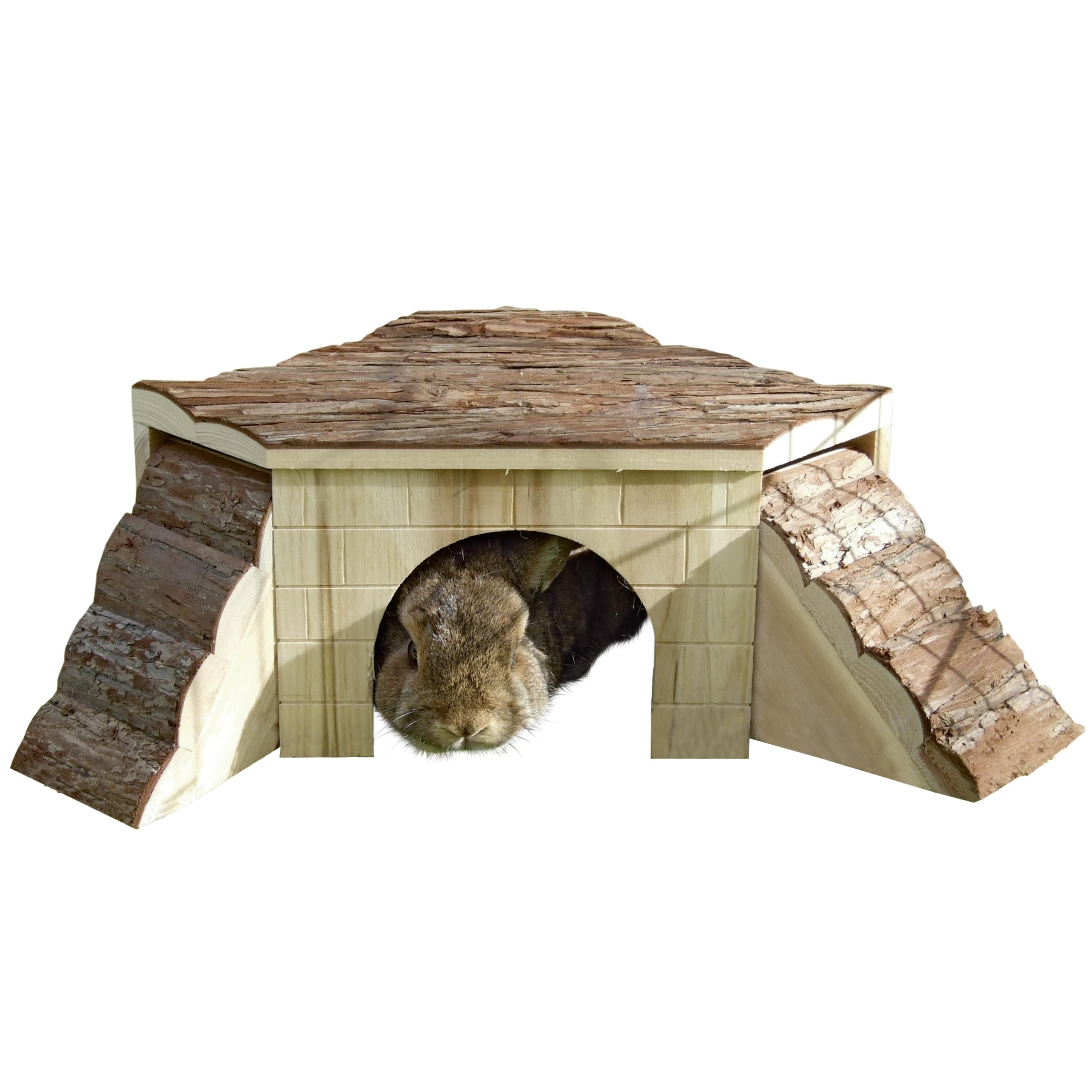 kerbl-pet-nagerhaus-37x37x16-cm-holz-natur-kaninchenhaus-mit-2-rampen image 1