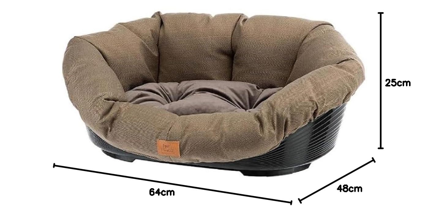 ferplast-sofa-4-tweed-hunde-und-katzenbett-mit-kissen-kunststoffkorb-64-x-48-x-h image 2
