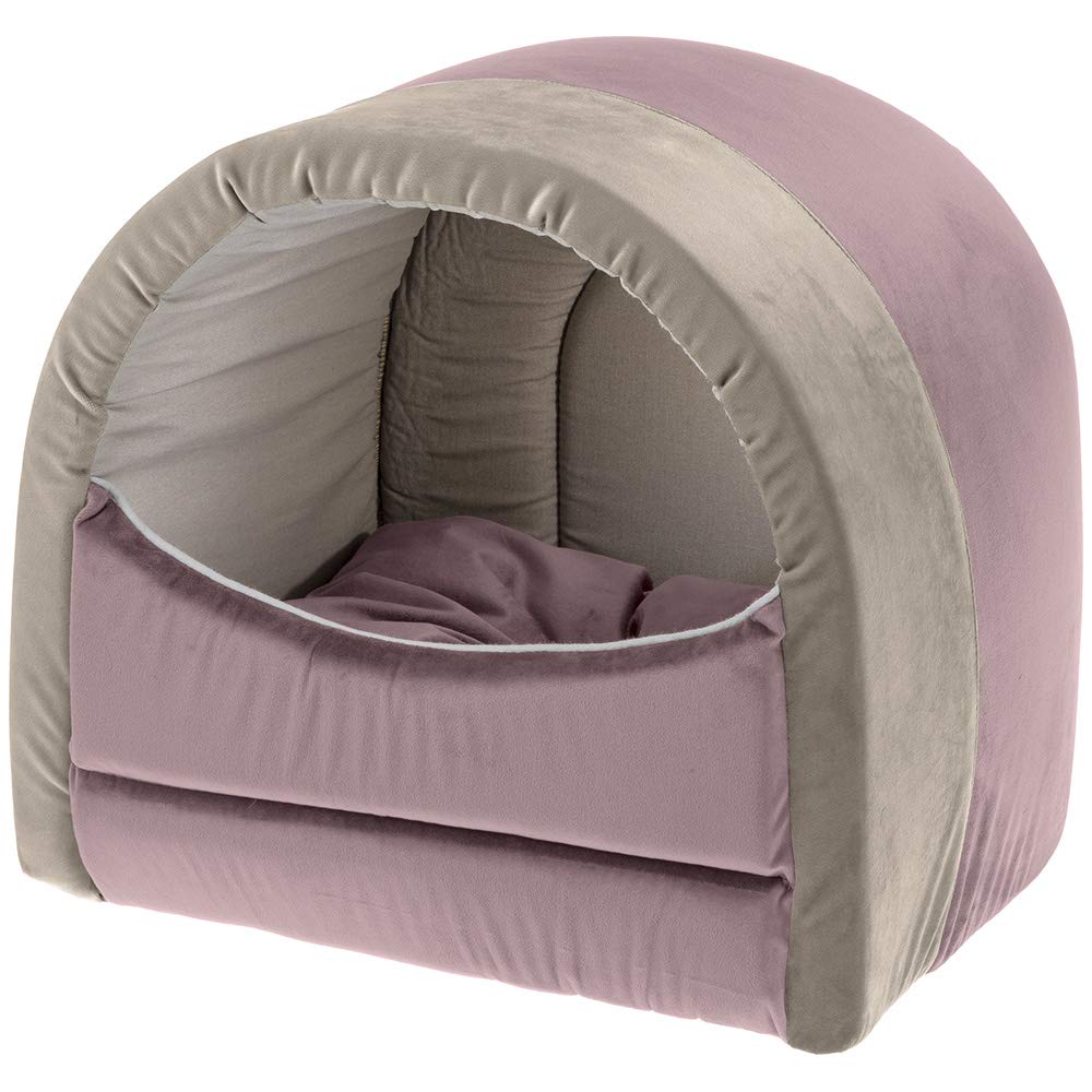 ferplast-majesty-20-katzenhaus-runde-samt-katzenh-hle-40-x-34-x-h-36-cm-rosa image 1