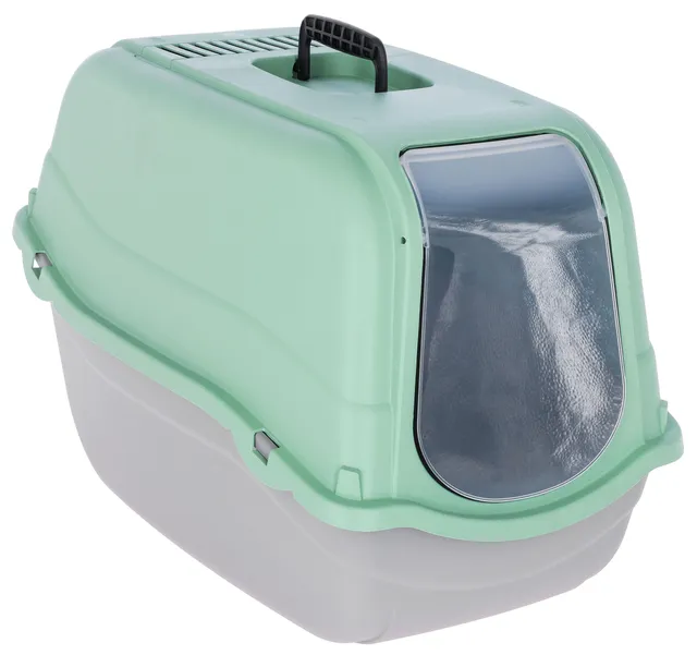 kerbl-pet-katzentoilette-minka-hellgrau-mint-57-x-39-x-41-cm-mit-haube image 1