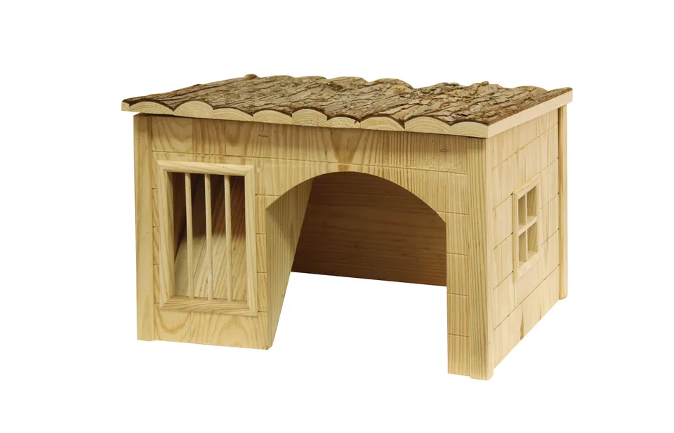 kerbl-pet-nagerh-uschen-mit-heuraufe-nature-42-x-34-5-x-27-cm-holz image 1