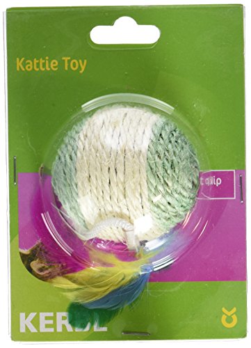 kerbl-pet-sisal-spielball-mit-feder-und-rassel-6-cm image 2