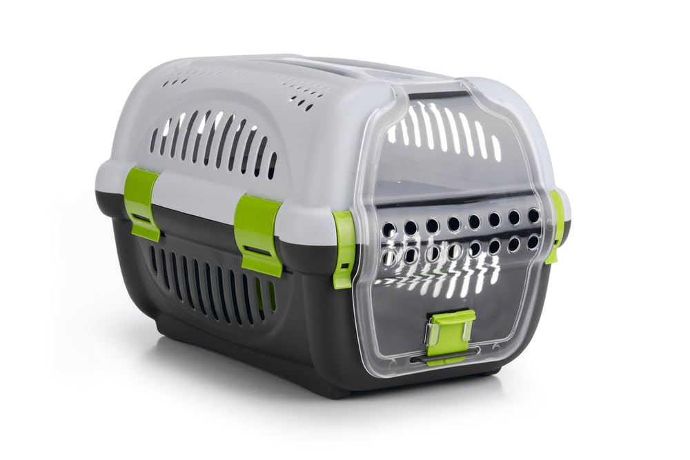 karlie-beeztees-rhino-transportbox-f-r-kleine-hunde-und-katzen-51x34-5x33-cm-gra image 1