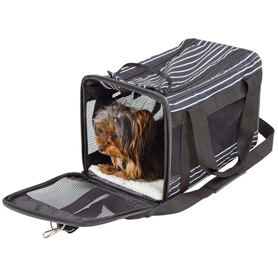 kerbl-pet-tragetasche-cuba-40x26x28-cm-schwarz-wei-hundetragetasche-polyester image 1