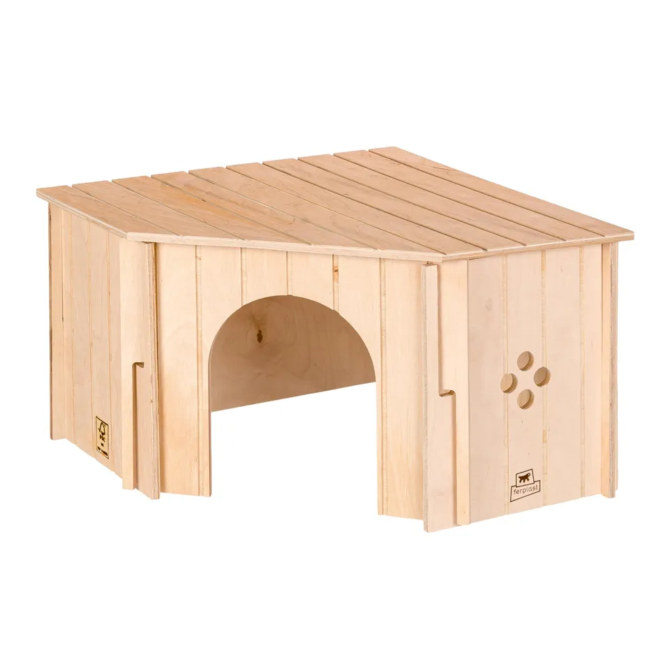 ferplast-sin-corner-eckhaus-l-kleintierhaus-holz-38-x-38-x-h-24-cm image 1