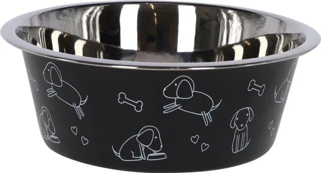 kerbl-pet-edelstahlnapf-mit-motiv-schwarz-1-800-ml-f-r-hunde image 1