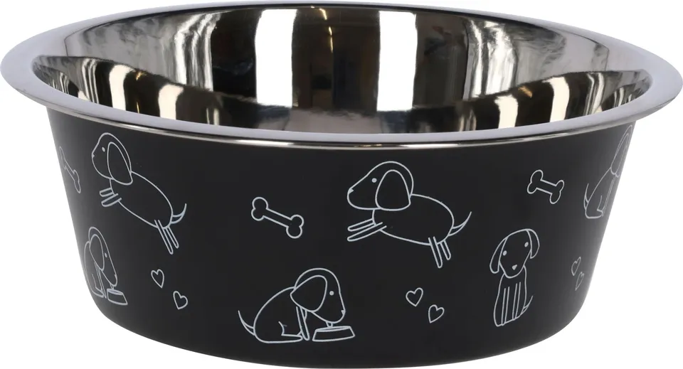 kerbl-pet-edelstahlnapf-mit-motiv-schwarz-1-800-ml-f-r-hunde image 1