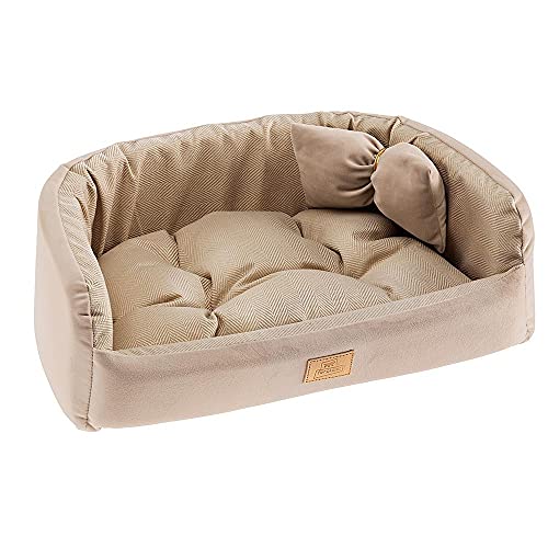ferplast-harris-50-hundebett-katzenbett-tweed-und-samt-beige-50-x-35-x-h-15-cm image 4
