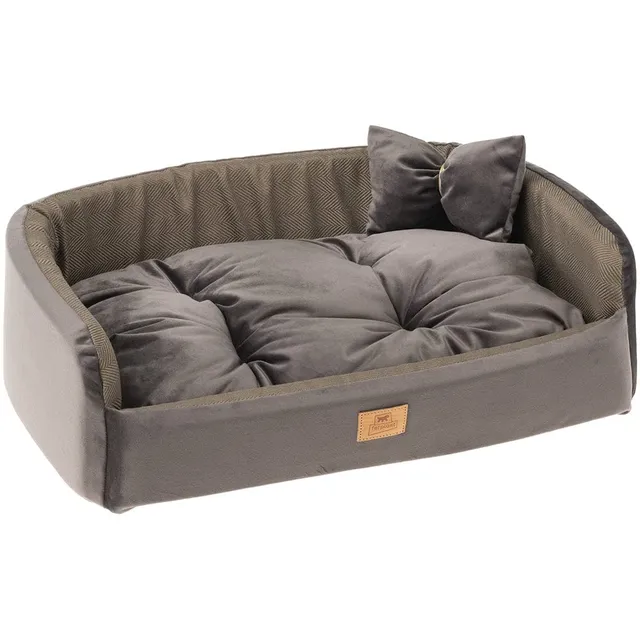 ferplast-harris-50-hundebett-katzenbett-tweed-samt-braun-50-x-35-x-h-15-cm image 1