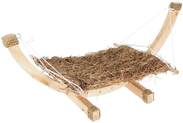 kerbl-pet-h-ngematte-siesta-73-x-36-x-34-cm-heu-mit-holzgestell image 1