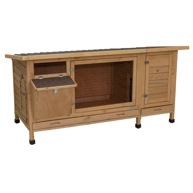 kerbl-pet-kaninchenstall-xxl-vario-155-x-76-x-80-cm-holz-mit-heuraufe image 1