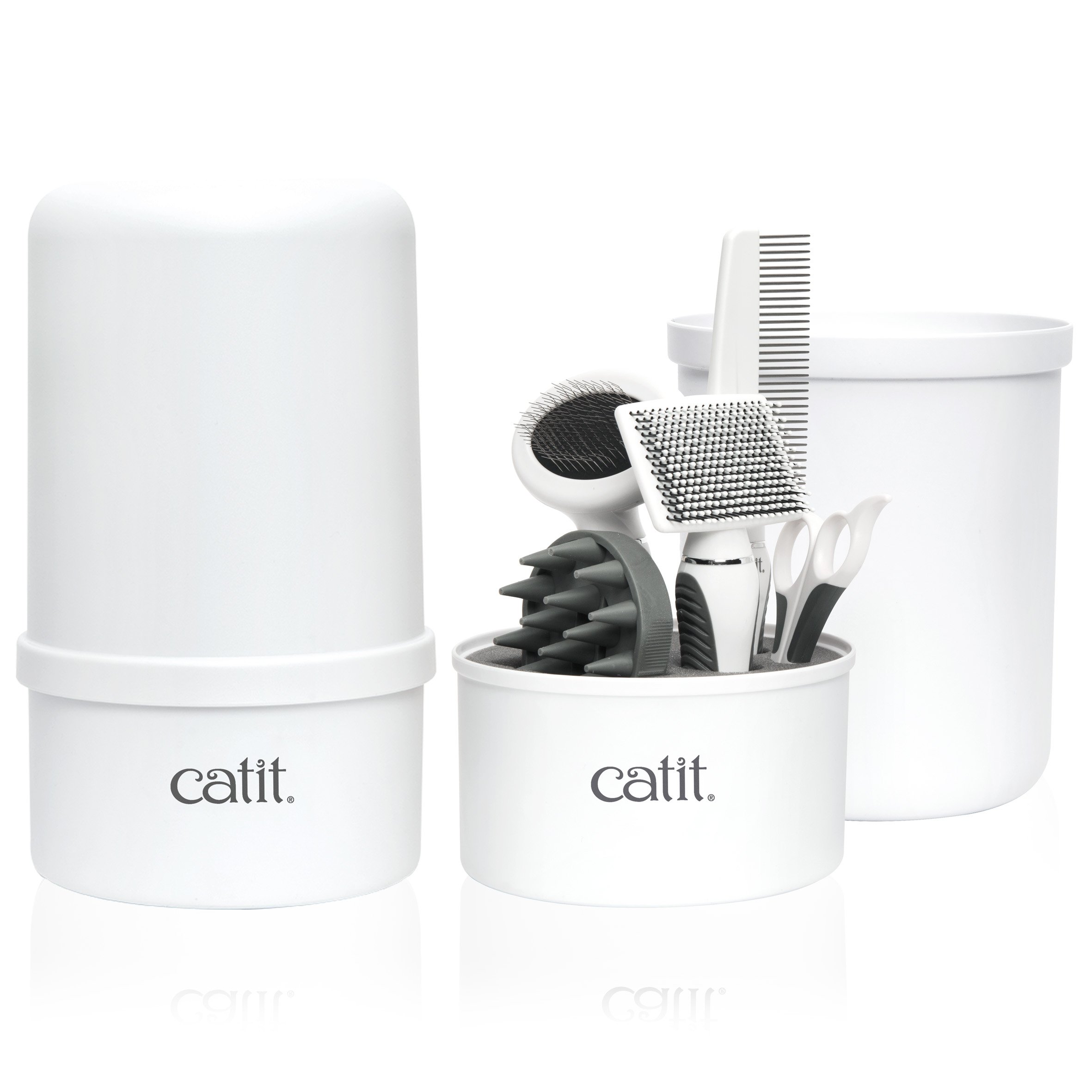 catit-senses-2-0-kurzhaar-fellpflege-set-f-r-katzen-5-teiliges-b-rsten-set image 1