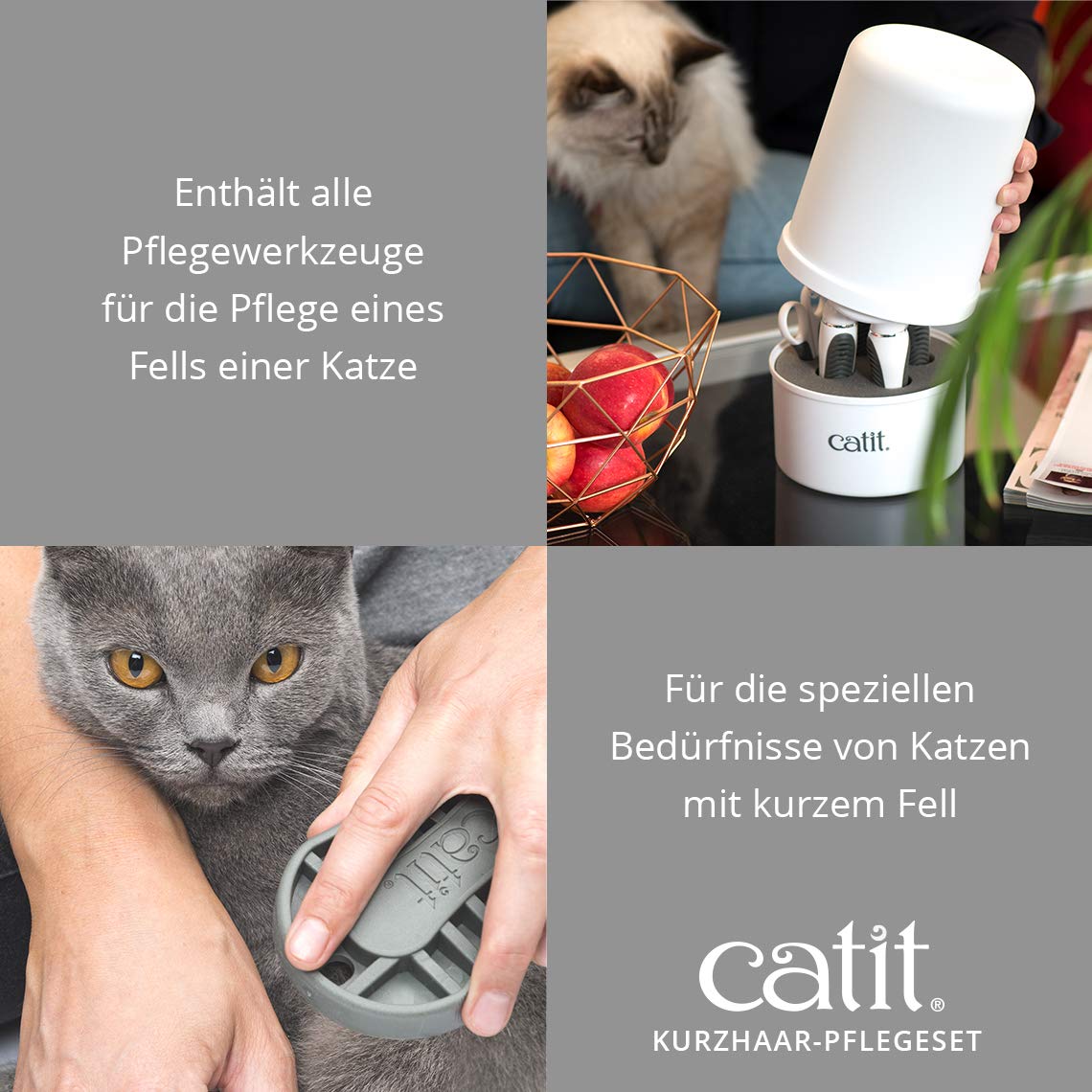 catit-senses-2-0-kurzhaar-fellpflege-set-f-r-katzen-5-teiliges-b-rsten-set image 4