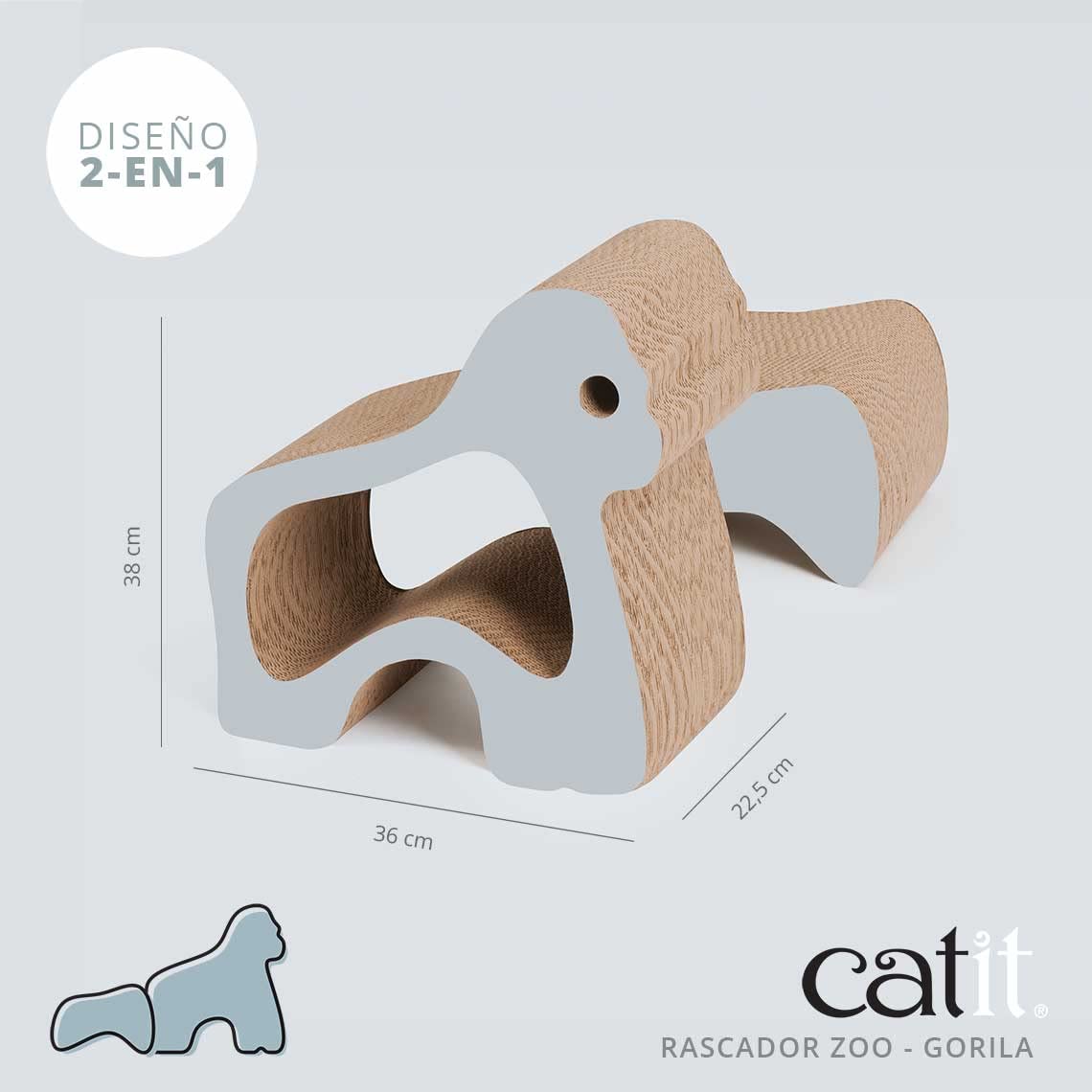catit-zoo-kratzbaum-2-in-1-grau-pappe-mit-catnip image 2