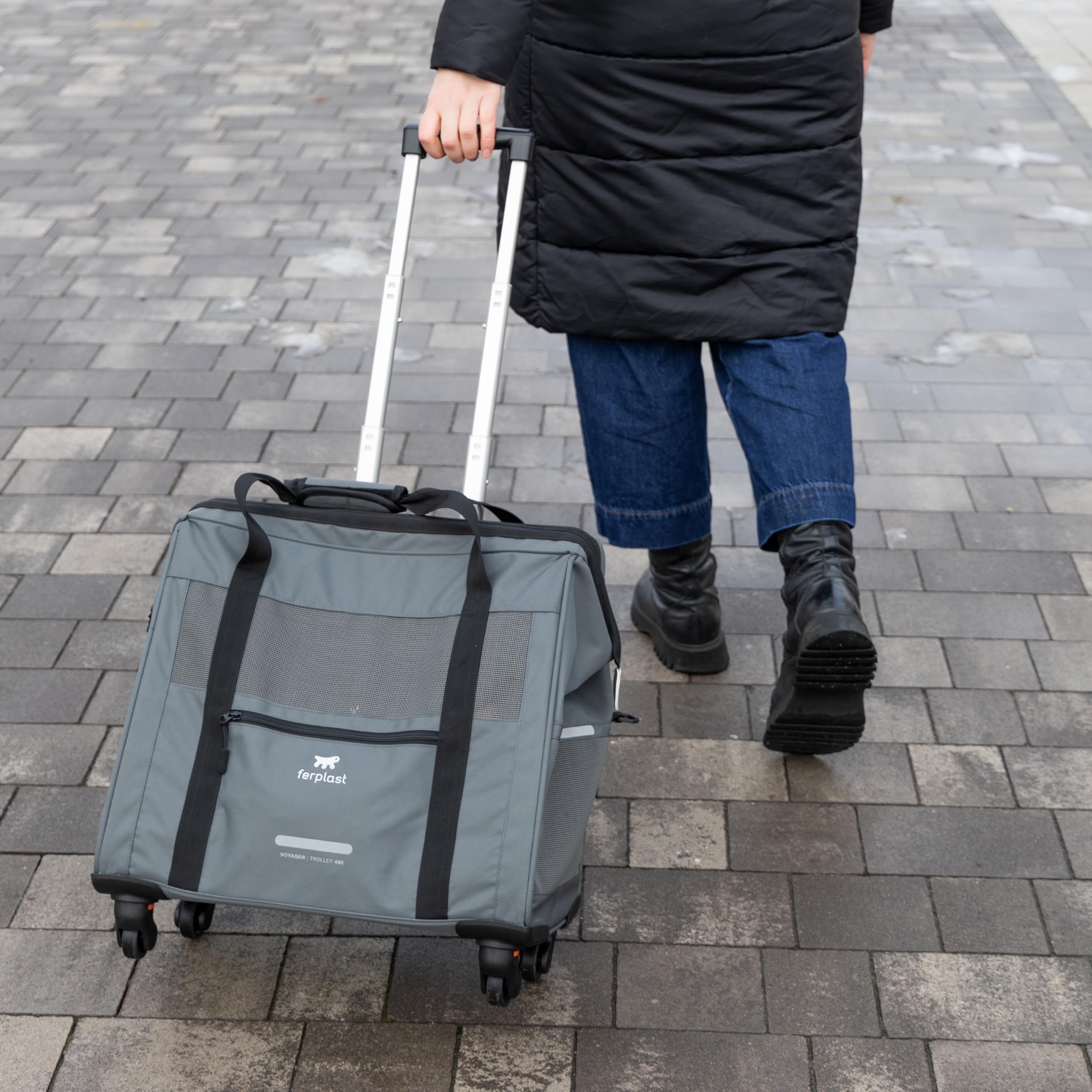 ferplast-voyager-trolley-hundetasche-transportbox-katze-koleder-schwarz-46-x-26- image 2
