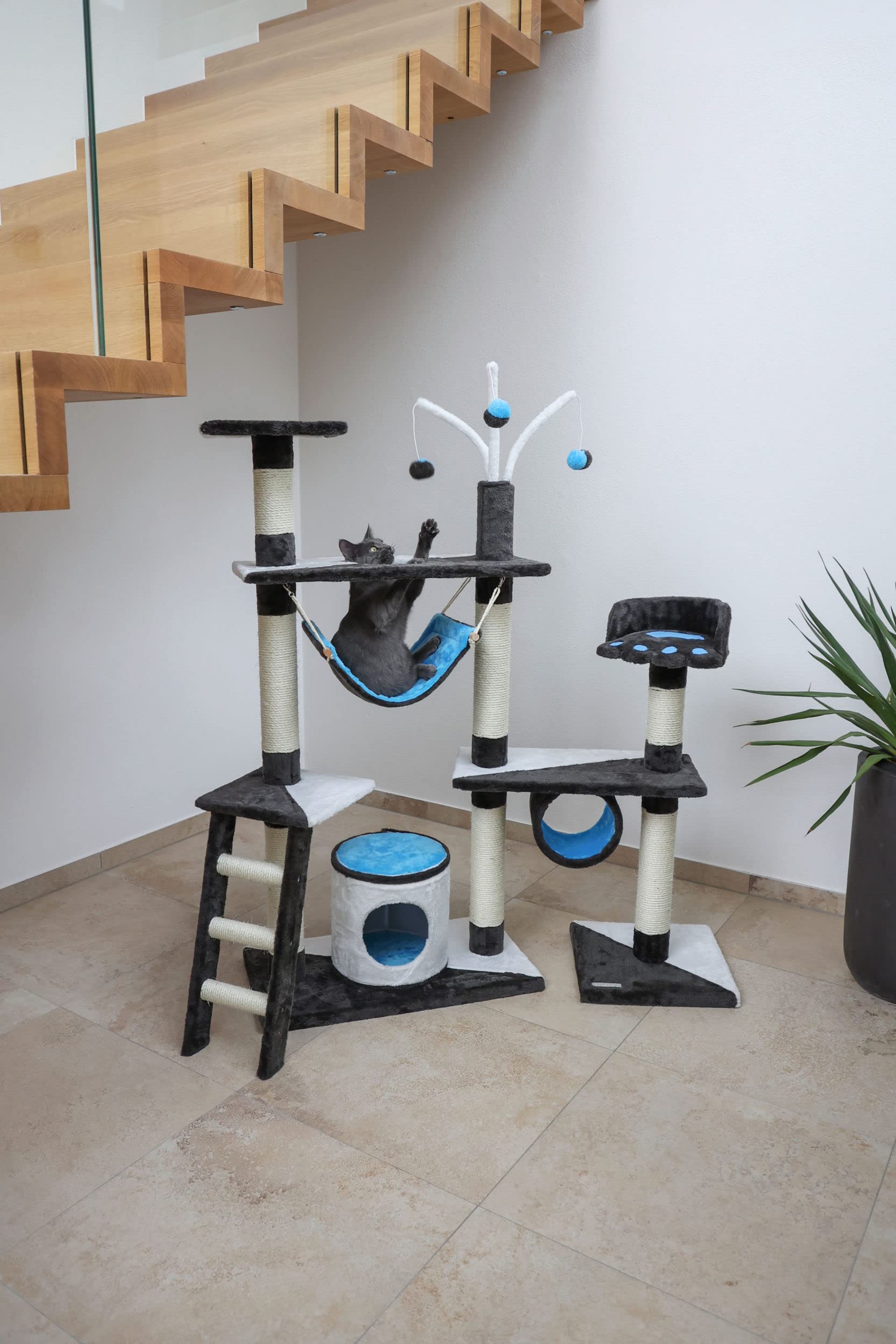 kerbl-pet-kratzbaum-creativ-anthrazit-blau-wei-h-he-150-cm image 5