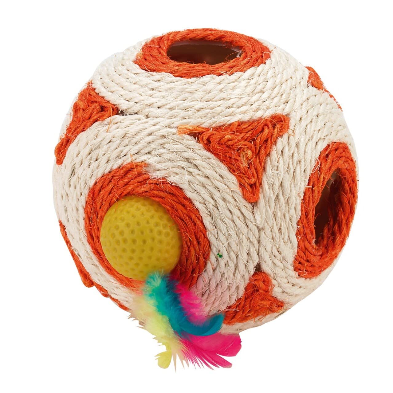 kerbl-pet-spielw-rfel-rassel-feder-ball-12-cm-katzenspielzeug image 1