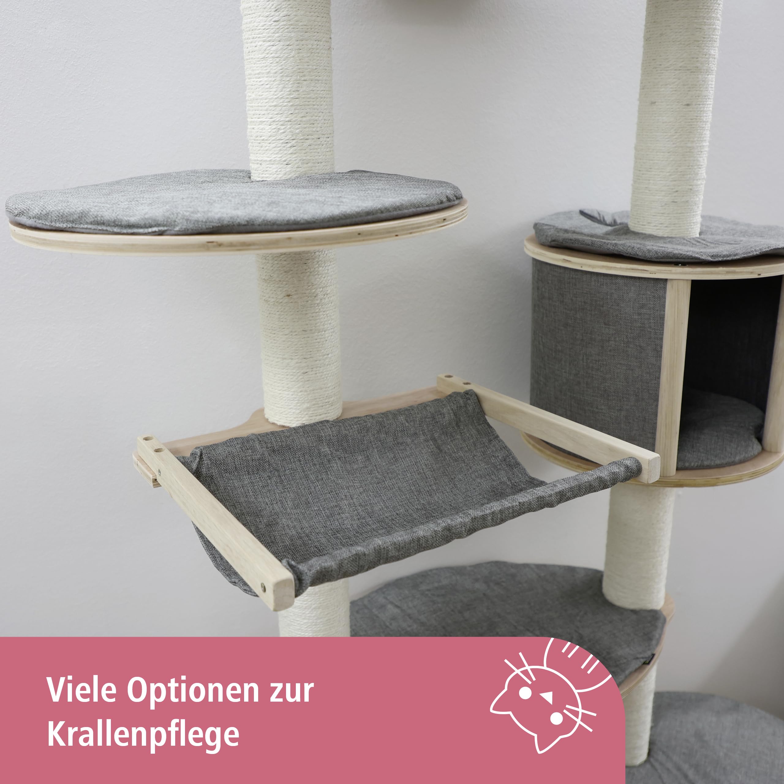 kerbl-pet-wandkratzbaum-dolomit-tofana-xl-kratzbaum-grau-70-x-45-x-185-cm image 3