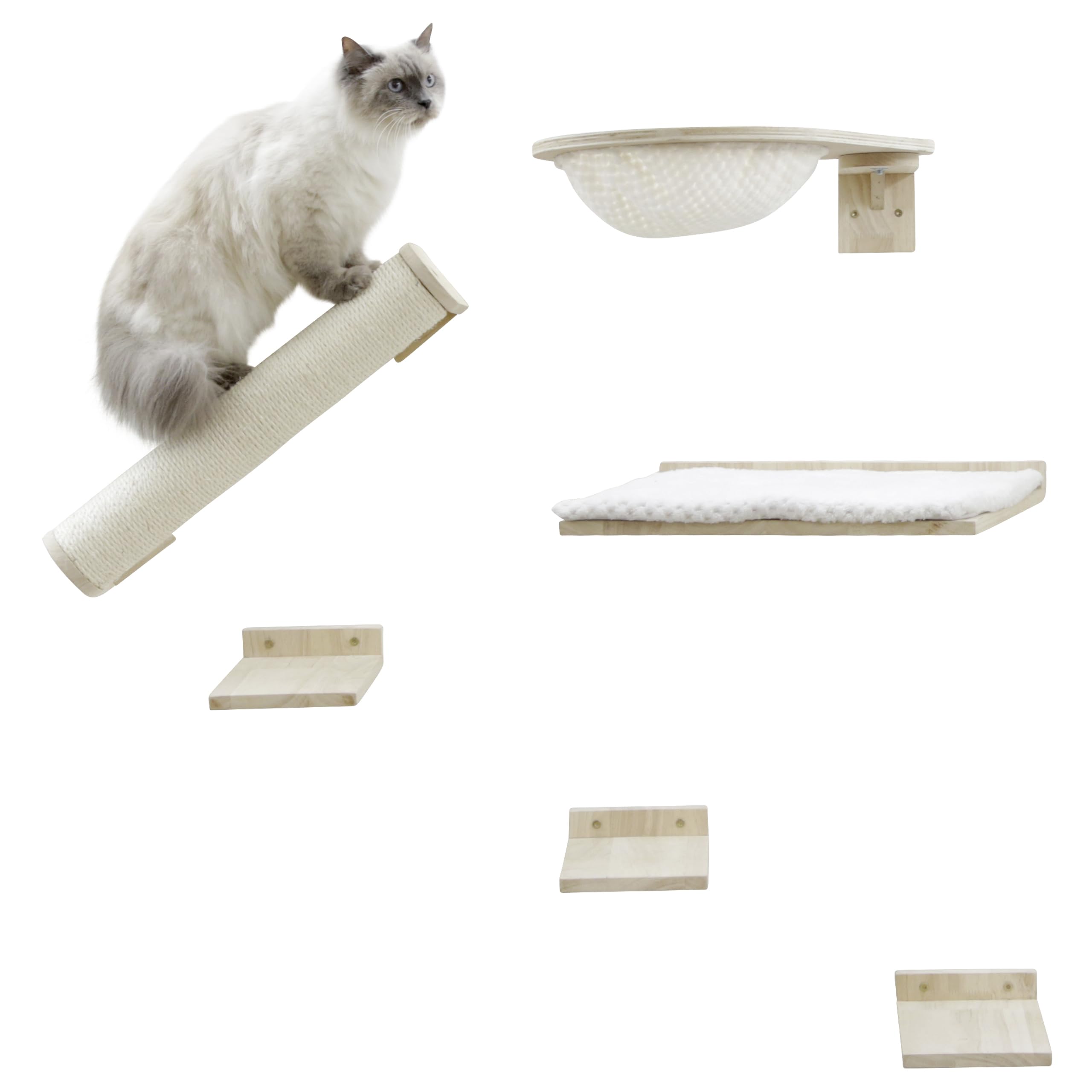 kerbl-pet-kletterwand-alps-vierteilig-massivholz-pl-sch-sisal-natur-wei image 8