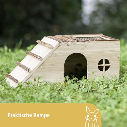 kerbl-pet-nagerhaus-mit-rampe-nature-48-x-22-x-20-cm-holz-vormontiert-mit-dachga image 8