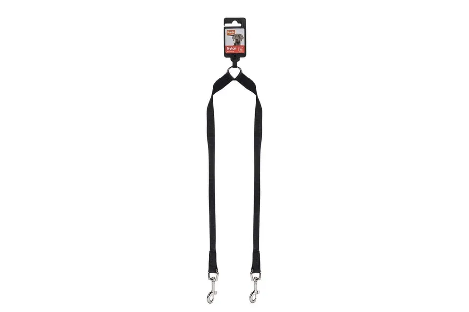 karlie-nylonkoppel-50-cm-x-20-mm-schwarz-doppelf-hrung-f-r-hunde image 1