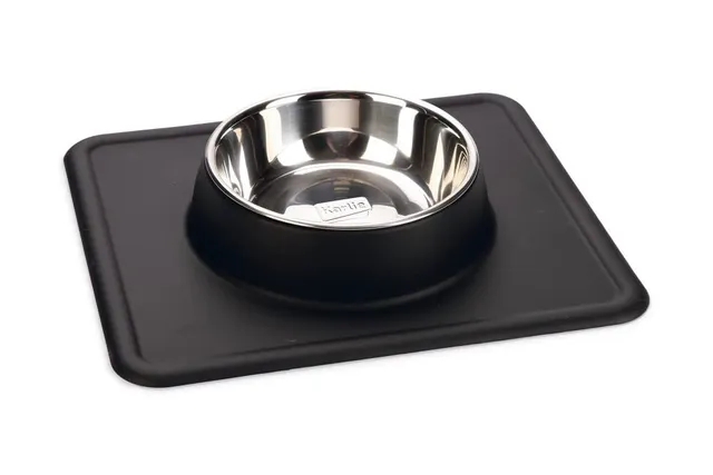 karlie-dex-silikon-inox-napf-350-ml-schwarz-edelstahlnapf-mit-silikonrand image 1