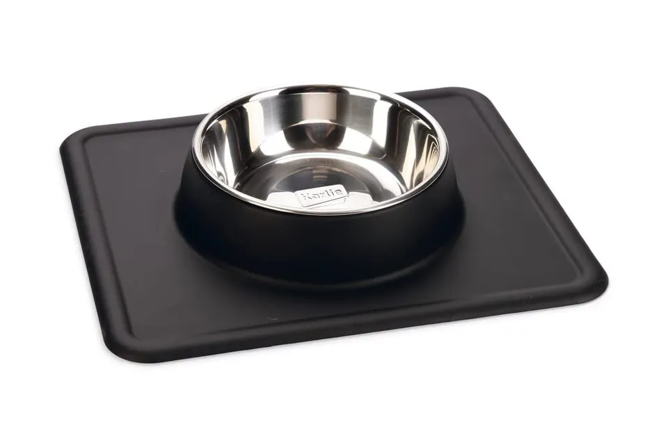 karlie-dex-silikon-inox-napf-350-ml-schwarz-edelstahlnapf-mit-silikonrand image 1